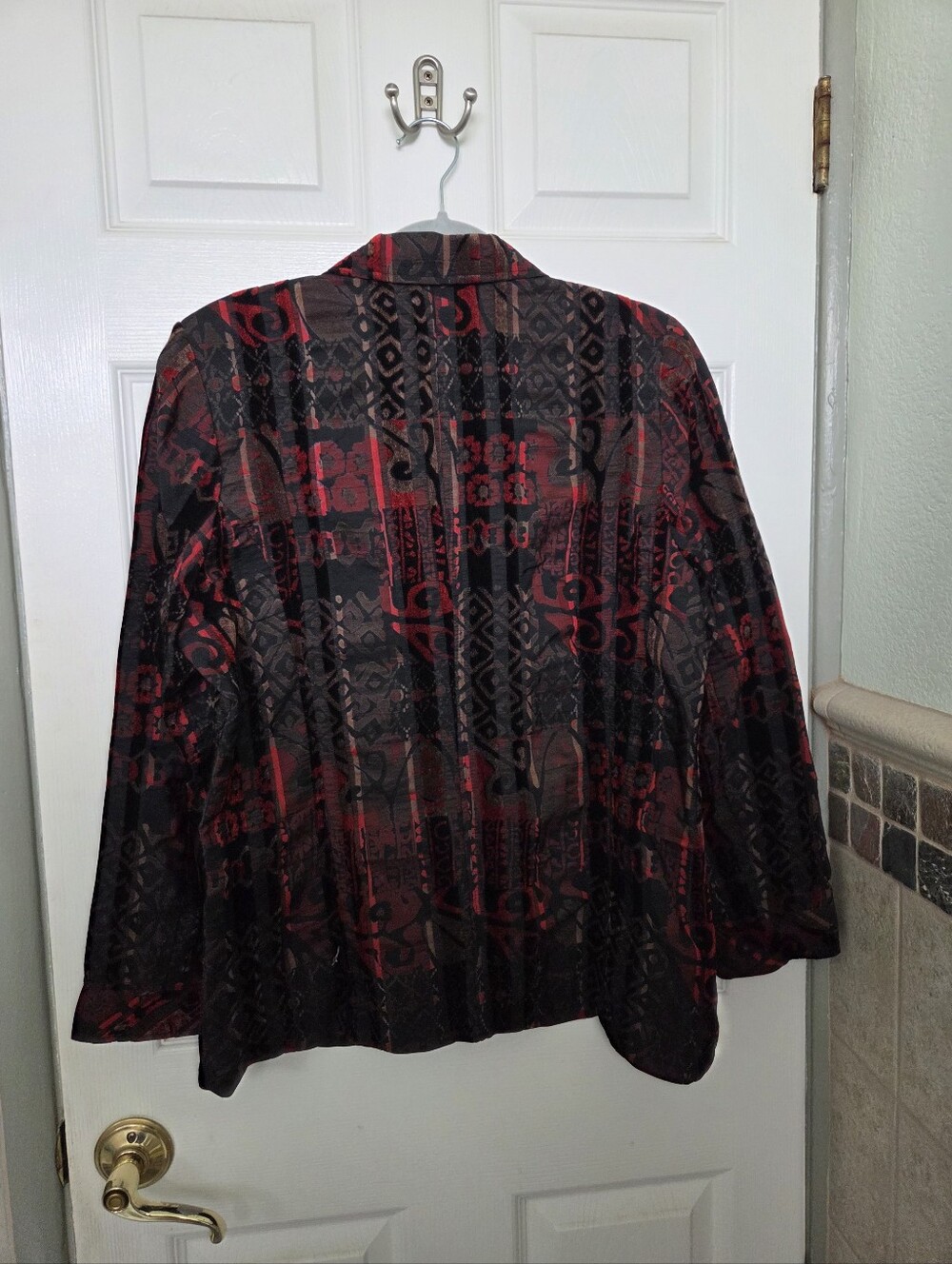 Vintage Joni B. Red & Black Patterned Blazer Artsy Office Dressy Special-Office - Picture 6 of 9